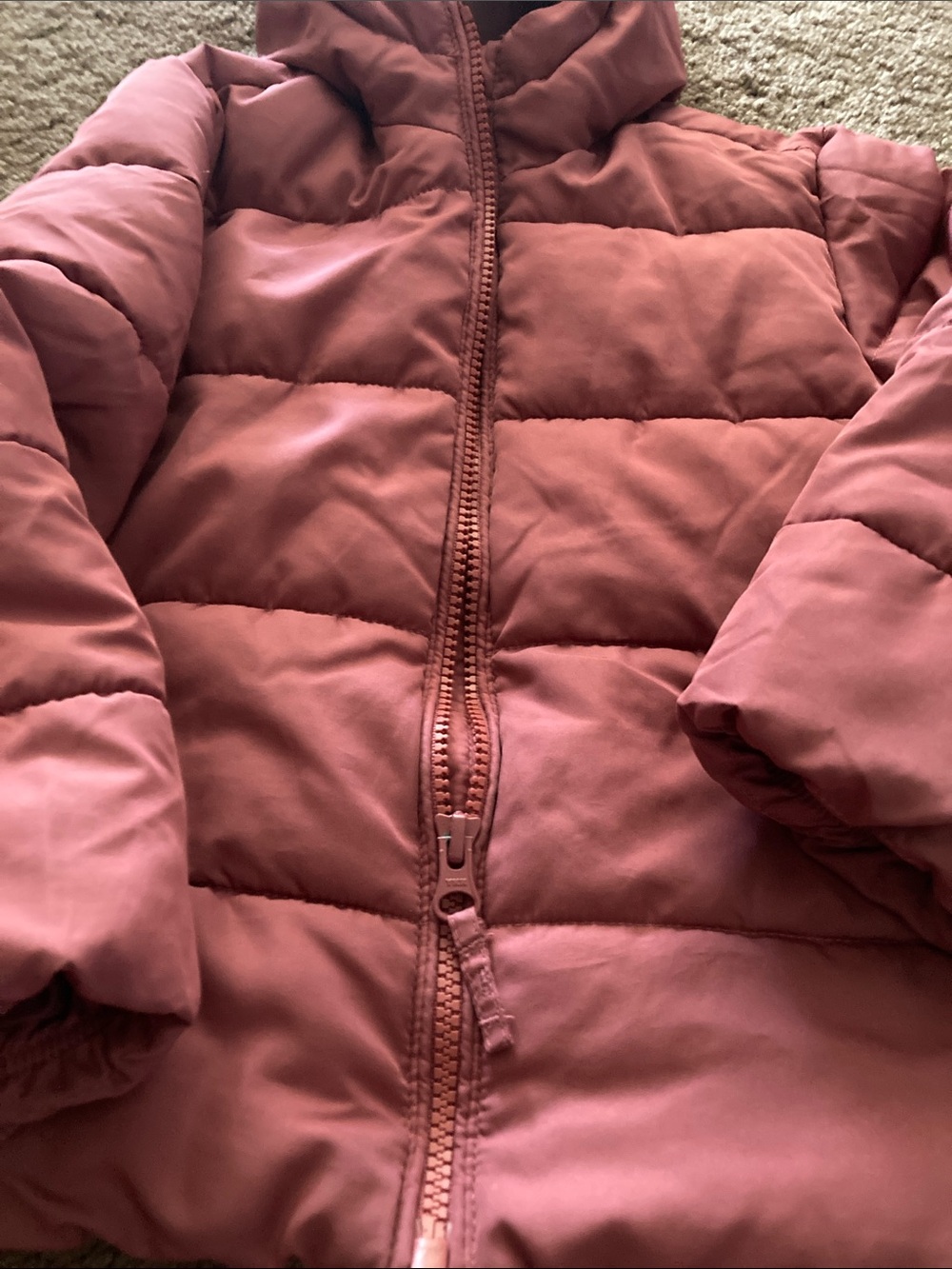 Kids Hooded Puffer Jacket in Dusty Rose size 4 t - Picture 2 of 4
